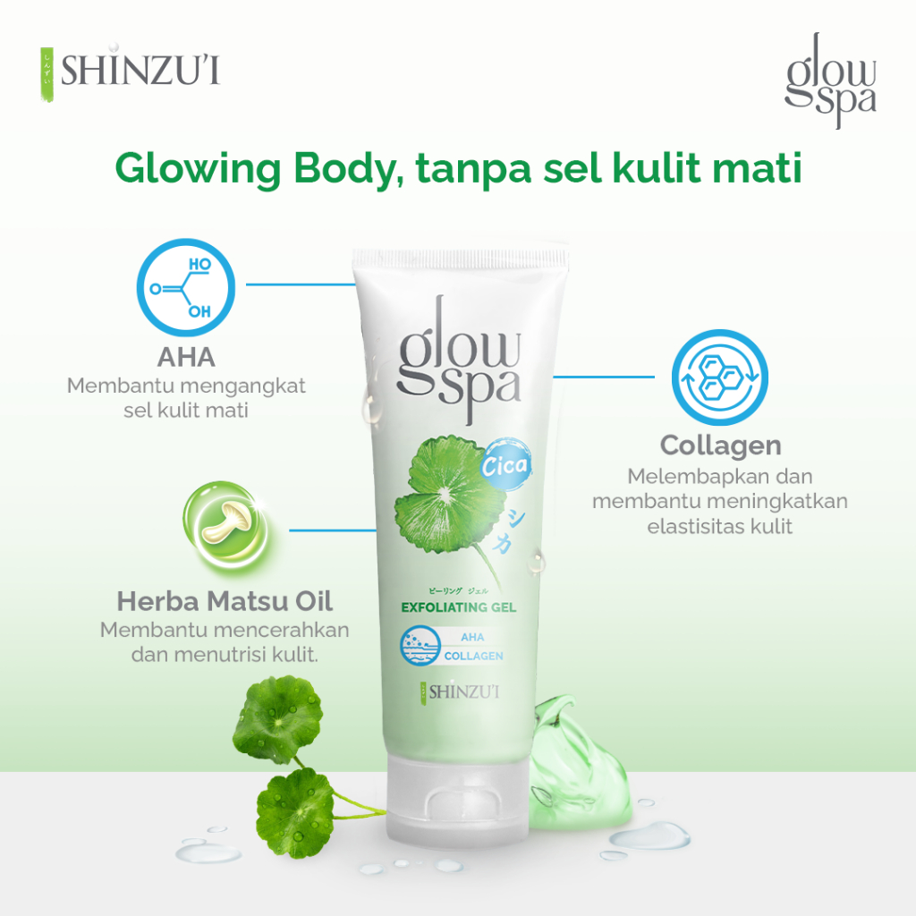 Shinzui Glow Spa Exfoliating Gel + AHA Collagen 130ml - Cica