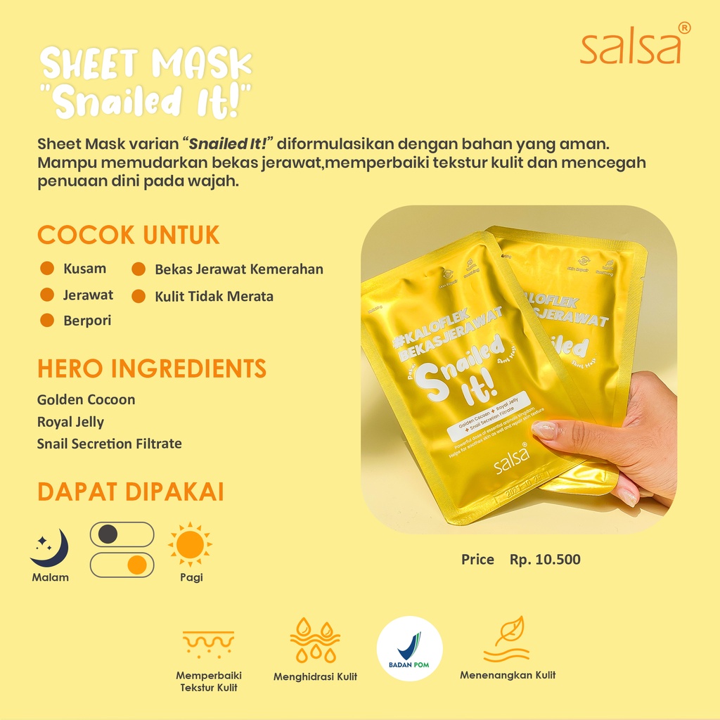 SALSA Snailed It Sheet Mask #KaloFlek Bekas Jerawat