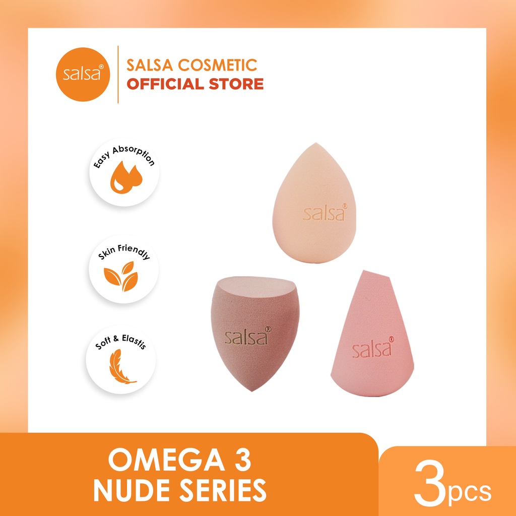 SALSA Omega 3 Beauty Blender Sponge 3in1 + Box - Nude Series