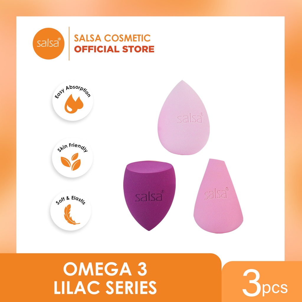 SALSA Omega 3 Beauty Blender Sponge 3in1 + Box - Lilac Series SALSA Omega 3 Beauty Blender Sponge 3in1 + Box - Lilac Series