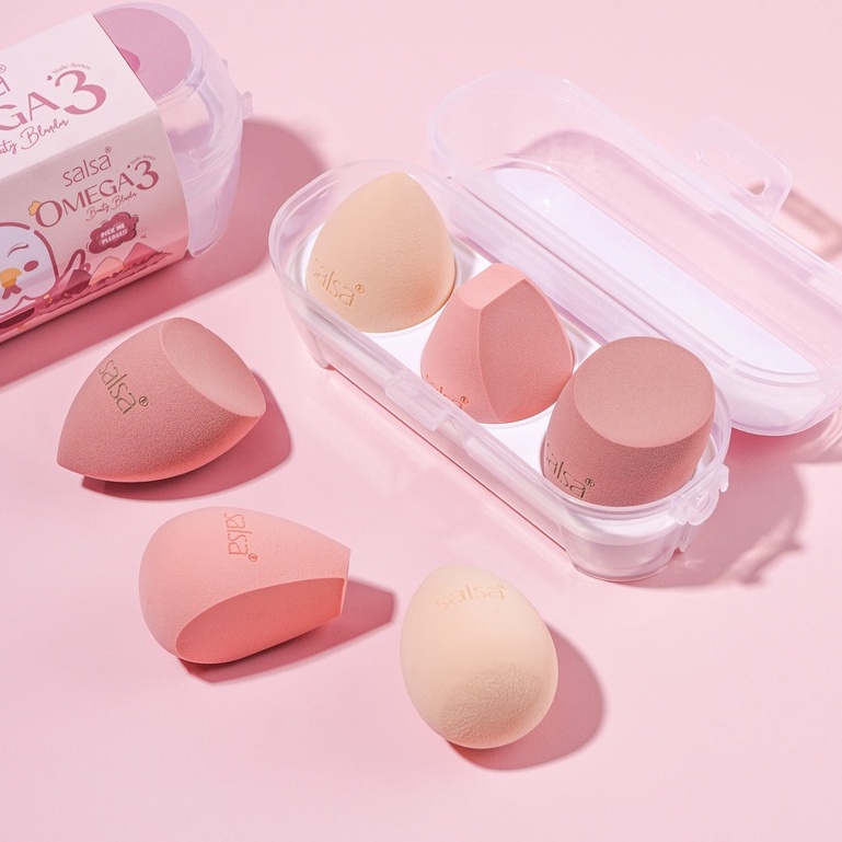 SALSA Omega 3 Beauty Blender Sponge 3in1 + Box - Pastel Series