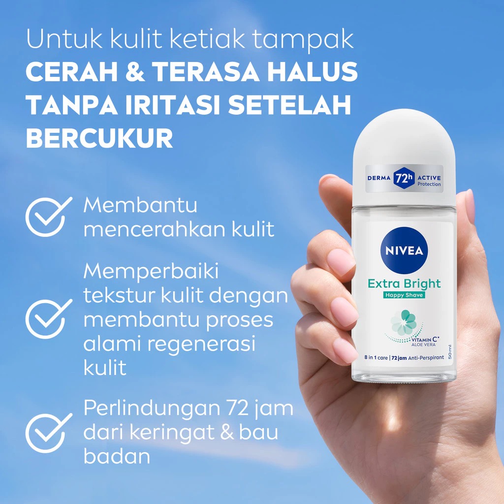 Nivea Deodorant Roll On 50ml - White Happy Shave