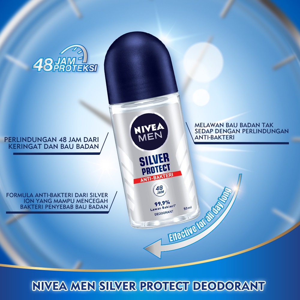 Nivea MEN Deodorant Roll On 50ml - Silver Protect Nivea MEN Deodorant Roll On 50ml - Silver Protect