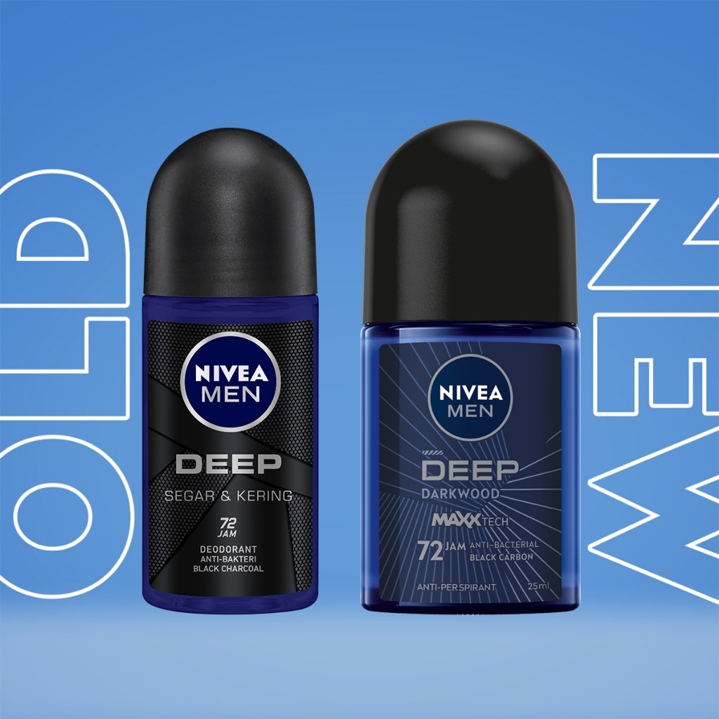 Nivea MEN Deodorant Roll On 50ml - Deep Darkwood Segar & Kering Nivea MEN Deodorant Roll On 50ml - Deep Darkwood Segar & Kering