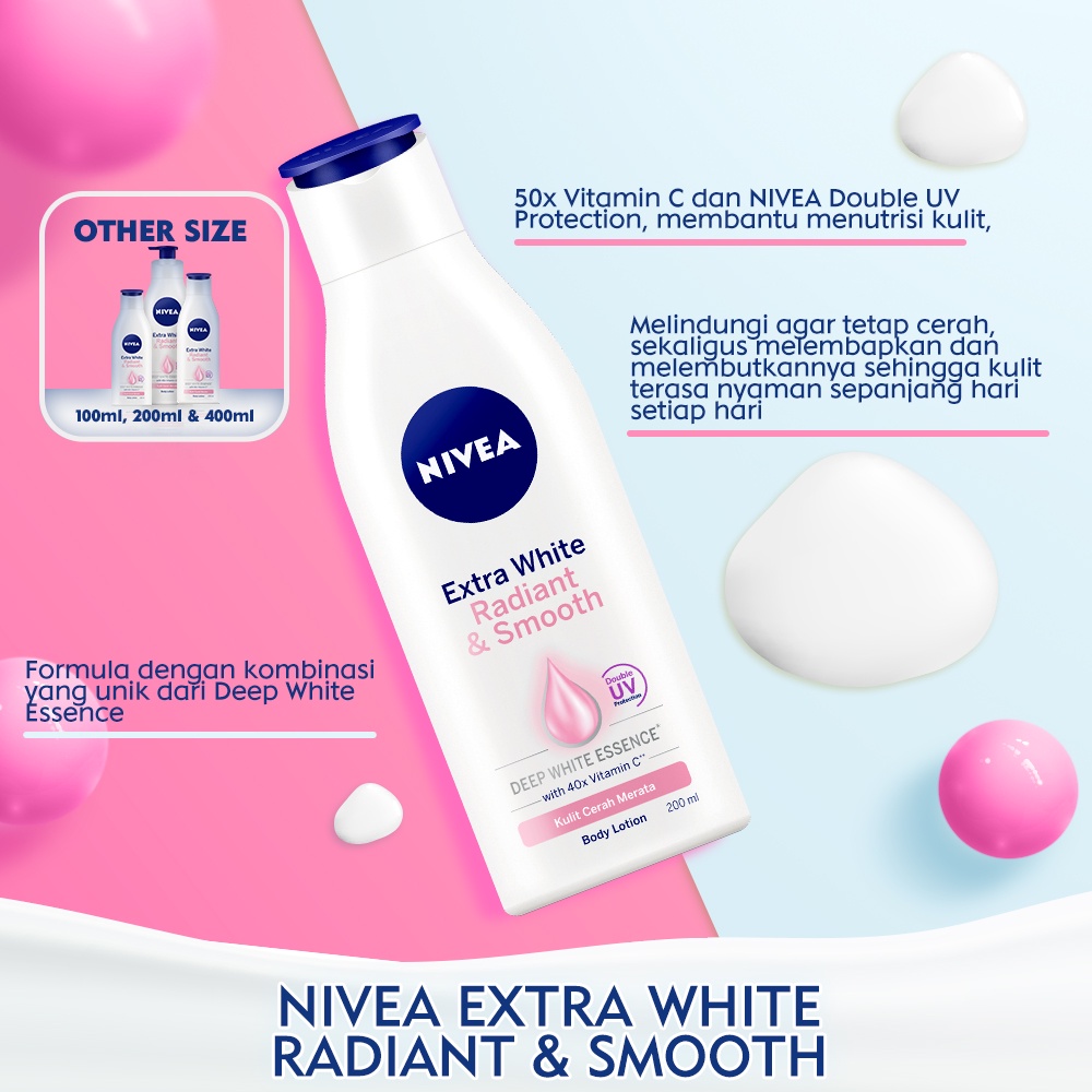Nivea Body Lotion Extra White 200ml - Radiant Smooth