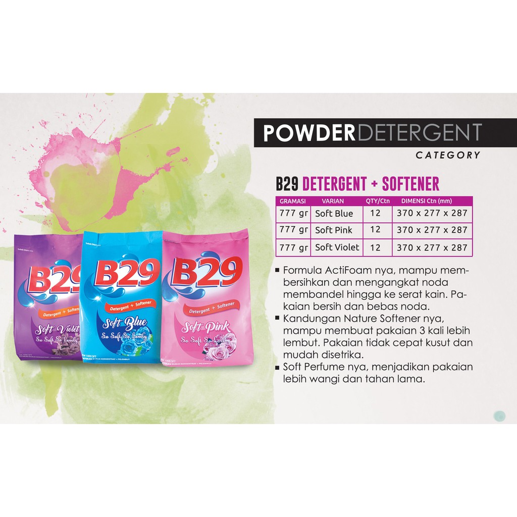 B29 Detergent Bubuk + Softener 750gr - Soft Violet