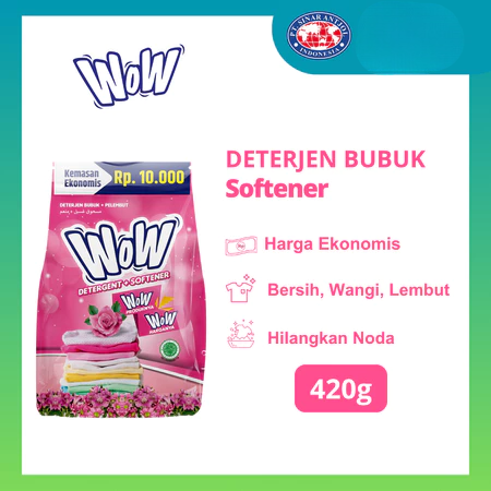 WOW 2000 Detergent Bubuk + Softener 420gr (Pink)