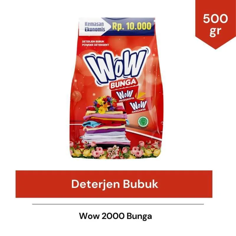WOW 2000 Detergent Bubuk 500gr - Sejuta Bunga (Red) WOW 2000 Detergent Bubuk 500gr - Sejuta Bunga (Red)