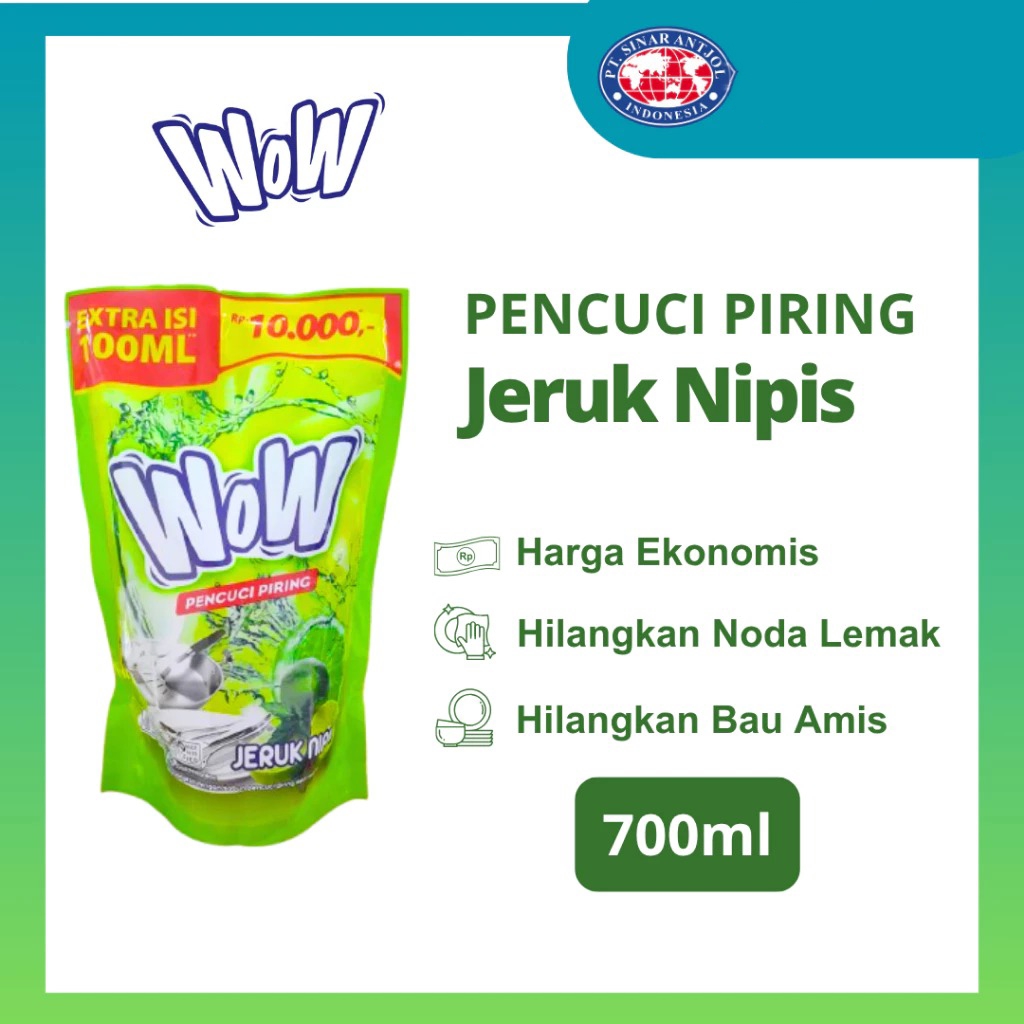 WOW Dishwash Liquid 600+100ml (Sabun Cuci Piring)