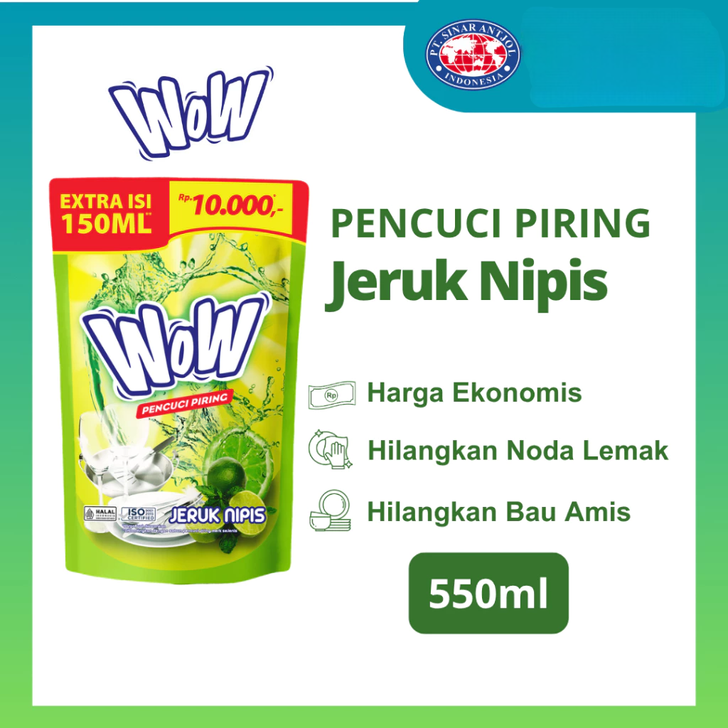 WOW Dishwash Liquid 550ml (Sabun Cuci Piring)