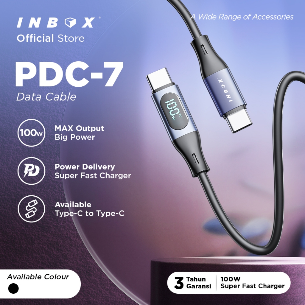 Inbox Kabel Data PDC-7 - Type C to Type C 100w Inbox Kabel Data PDC-7 - Type C to Type C 100w