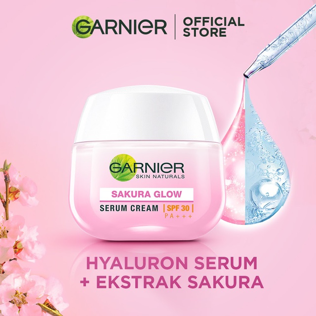 Garnier Sakura Glow Hyaluron Serum Cream Day Cream SPF30 PA+++ JAR 50ml