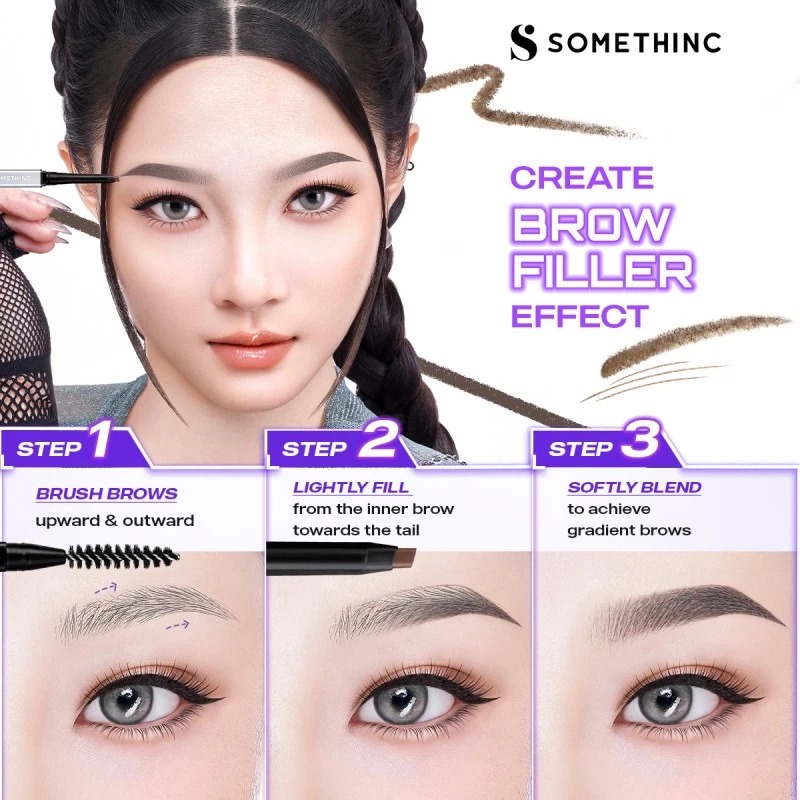 Somethinc Brow Filler Slim Retractable 0.08gr - Grey Brown
