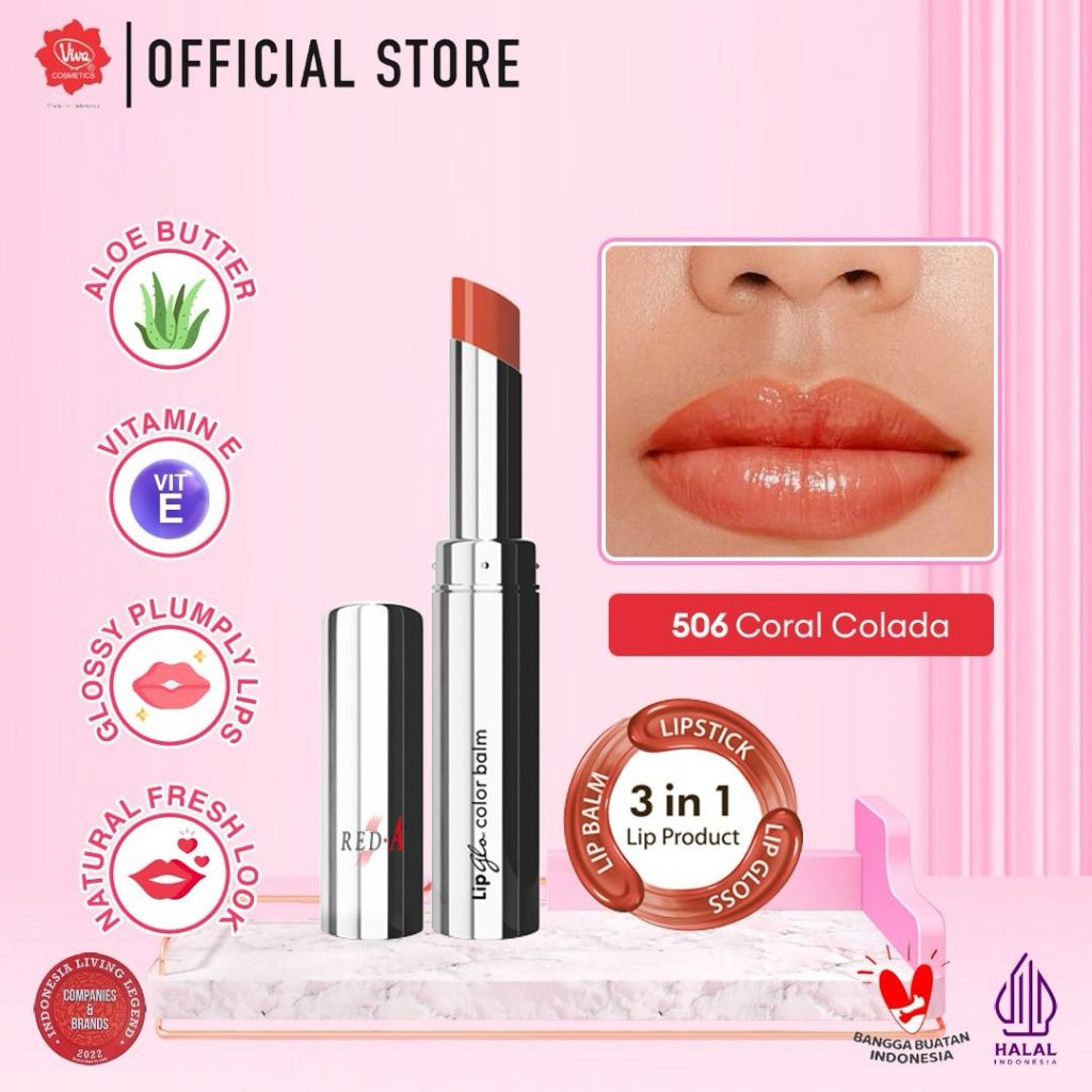 Red-A Lip Glo Color Balm 3in1 - 506 Coral Colada (Lip Glow + Lip Balm + Lipstick) Red-A Lip Glo Color Balm 3in1 - 506 Coral Colada (Lip Glow + Lip Balm + Lipstick)