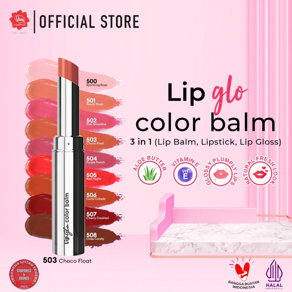Red-A Lip Glo Color Balm 3in1 - 507 Cherry Cocktail (Lip Glow + Lip Balm + Lipstick)