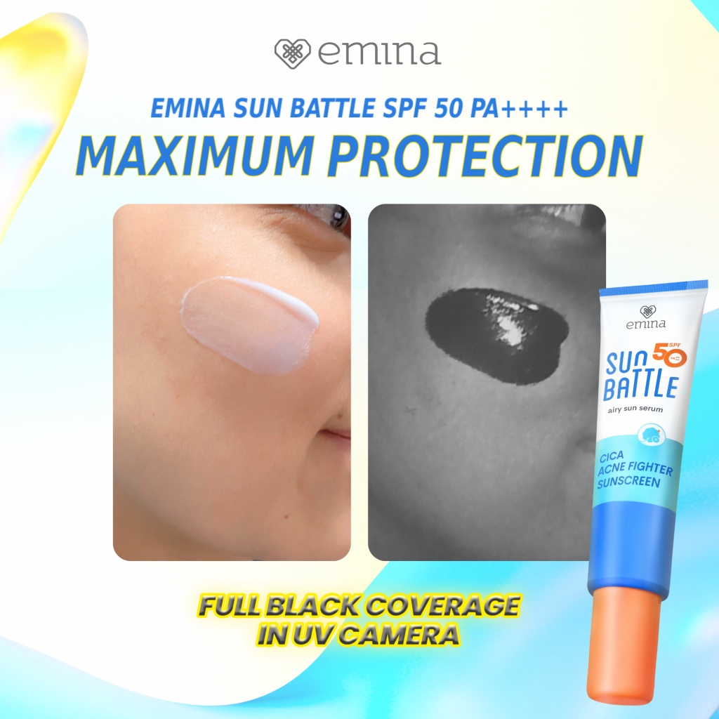 Emina Sun Battle Airy Sun Serum (FUN SIZE) SPF50 PA++++ - Cica Acne Fighter Sunscreen 20ml Emina Sun Battle Airy Sun Serum (FUN SIZE) SPF50 PA++++ - Cica Acne Fighter Sunscreen 20ml