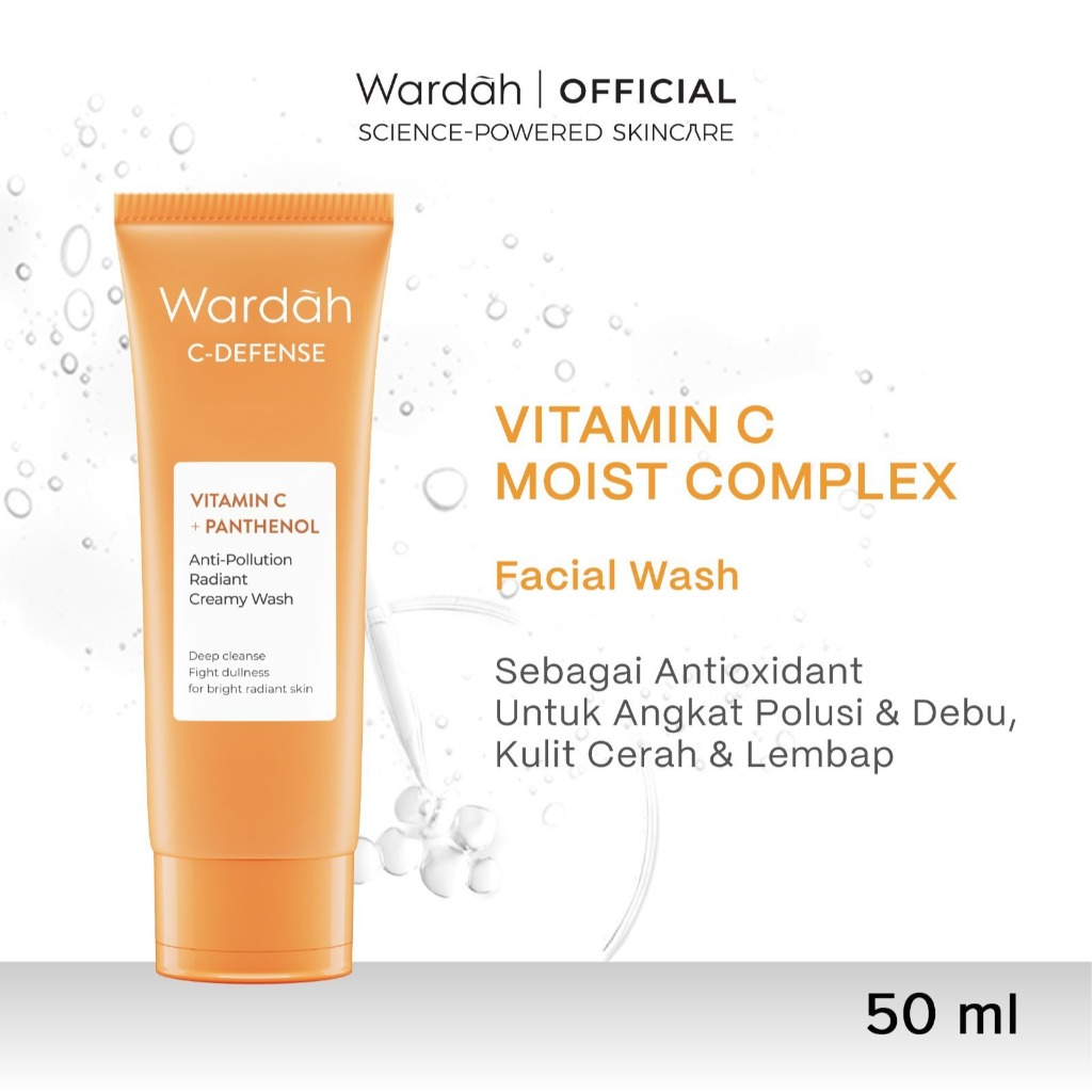 Wardah C-Defense Vitamin C + Panthenol Anti-Pollution Radiant Creamy Wash 50ml Wardah C-Defense Vitamin C + Panthenol Anti-Pollution Radiant Creamy Wash 50ml