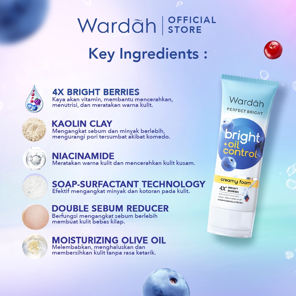 Wardah Perfect Bright Creamy Foam Brightening+ Oil Control 100ml