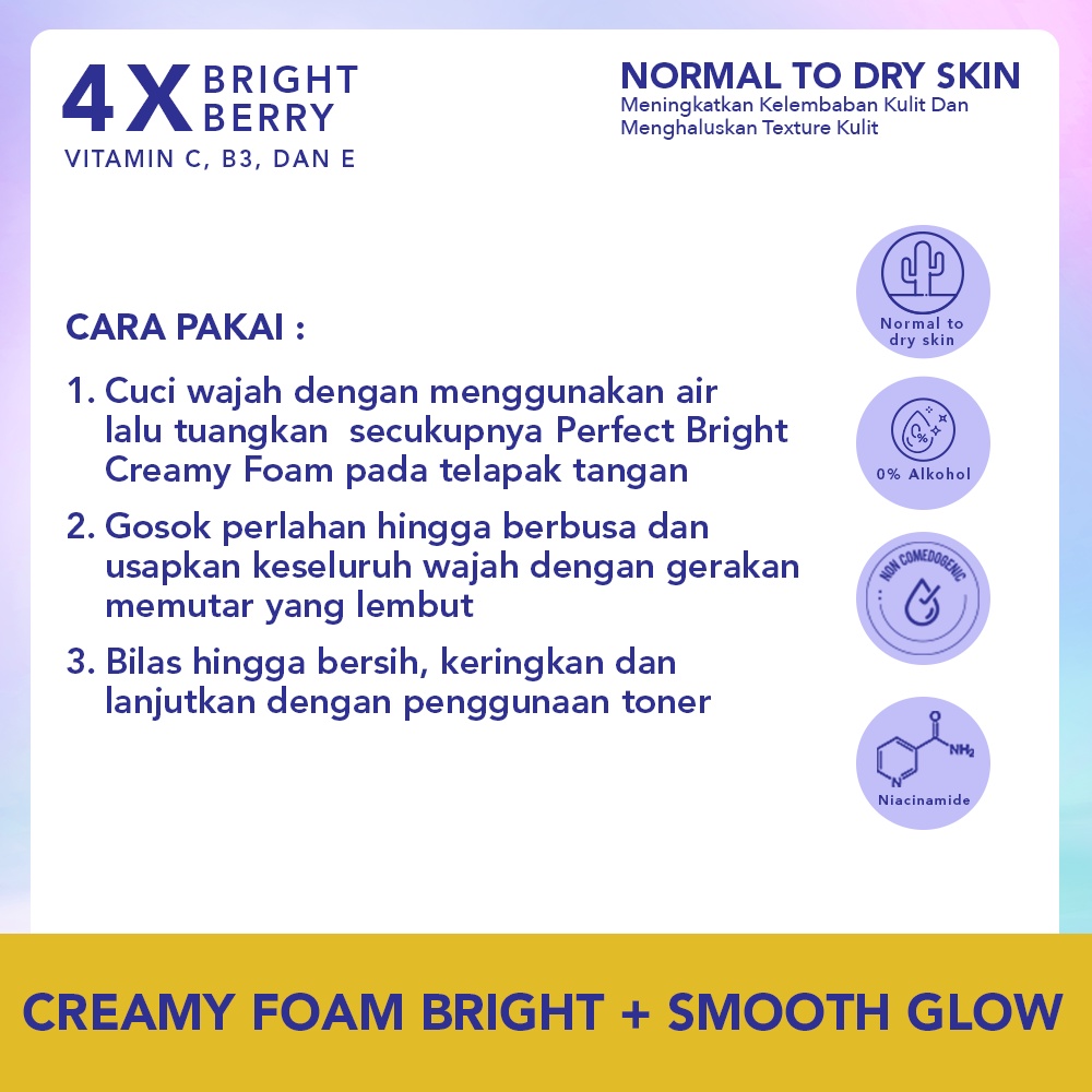 Wardah Perfect Bright Creamy Foam Brightening+ Smooth Glow 100ml Wardah Perfect Bright Creamy Foam Brightening+ Smooth Glow 100ml
