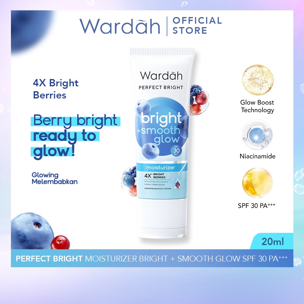 Wardah Perfect Bright+ Smooth Glow Moisturizer SPF30 20ml (Strip Biru)
