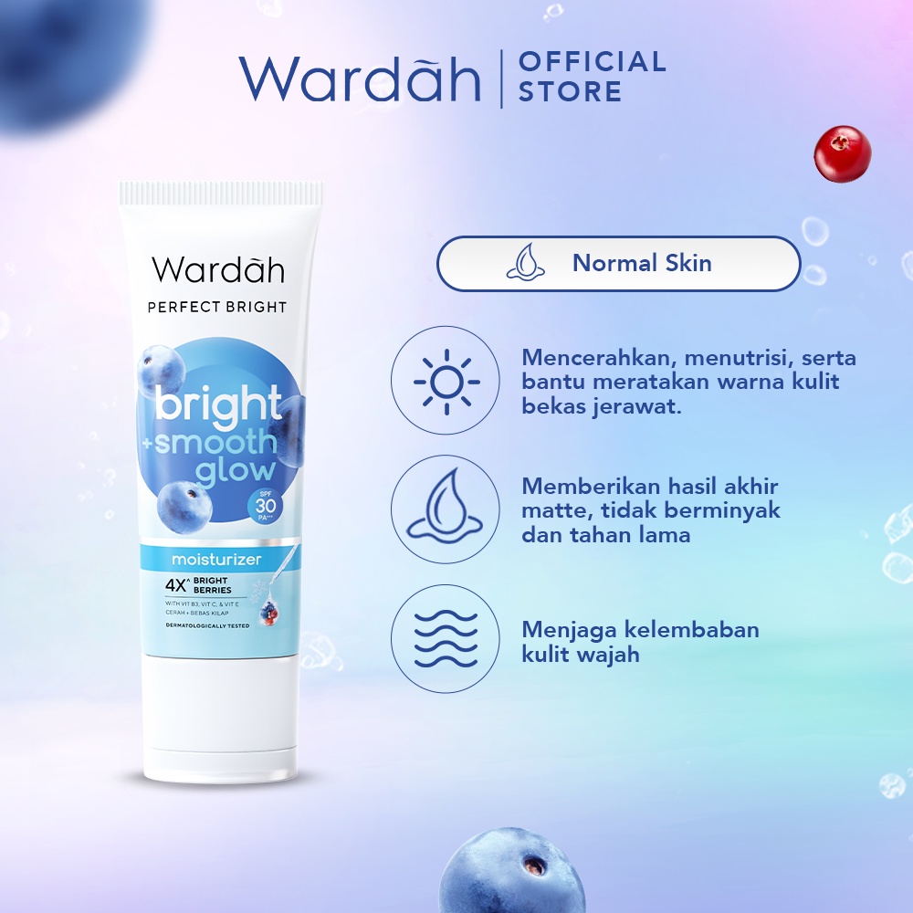 Wardah Perfect Bright+ Smooth Glow Moisturizer SPF30 20ml (Strip Biru)
