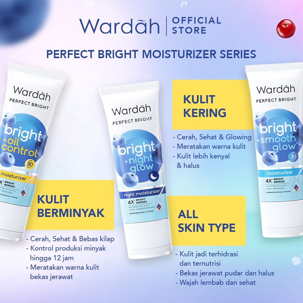 Wardah Perfect Bright+ Smooth Glow Moisturizer SPF30 20ml (Strip Biru)