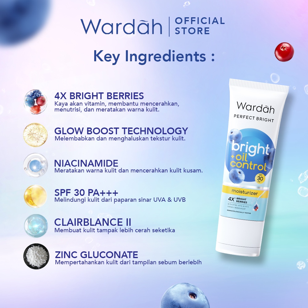 Wardah Perfect Bright+ Oil Control Moisturizer SPF30 20ml (Strip Kuning)
