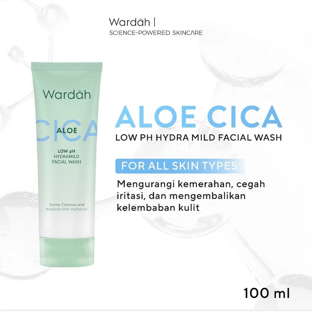 Wardah Cica Aloe Low pH Hydramild Facial Wash 100ml Wardah Cica Aloe Low pH Hydramild Facial Wash 100ml