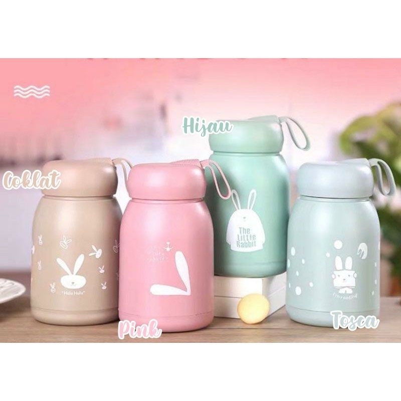 Botol Tumblr Kaca Bunny 330ml - Botol Kaca Motif Kelinci Botol Tumblr Kaca Bunny 330ml - Botol Kaca Motif Kelinci