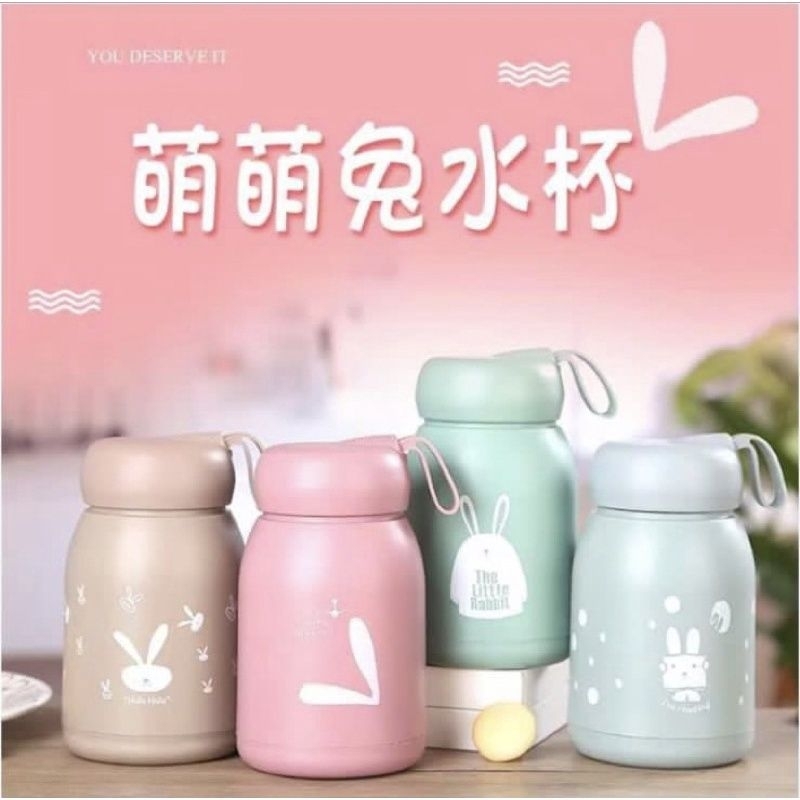 Botol Tumblr Kaca Bunny 330ml - Botol Kaca Motif Kelinci Botol Tumblr Kaca Bunny 330ml - Botol Kaca Motif Kelinci