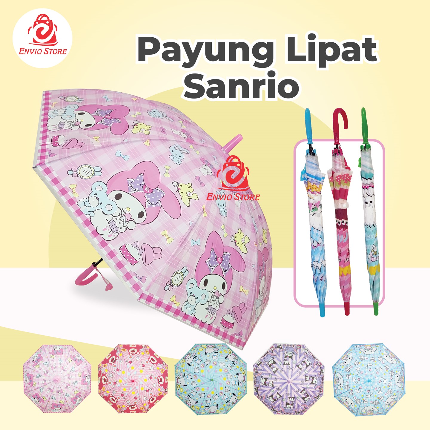 Payung Lipat Sanrio Series (411-1) - Payung Gagang Anak & Dewasa