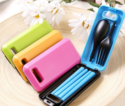 Sendok Travel Set Mini Bahan Plastik (Sendok, Garpu, Sumpit)