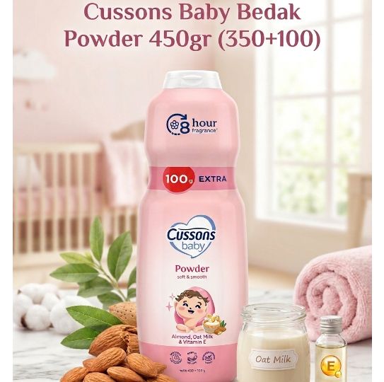 Cussons Baby Bedak Powder 450gr (350+100) - Pink Soft & Smooth