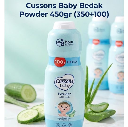 Cussons Baby Bedak Powder 450gr (350+100) - Biru Mild & Gentle