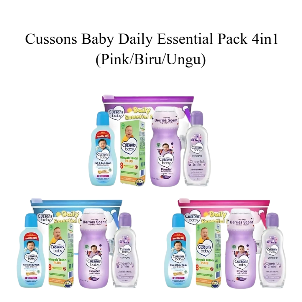 Cussons Baby Daily Essential Pack 4in1 (Pink/Biru/Ungu)