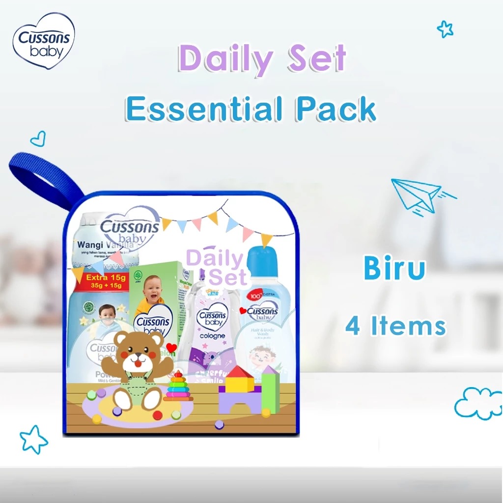 Cussons Baby Daily Essential Pack 4in1 (Pink/Biru/Ungu)