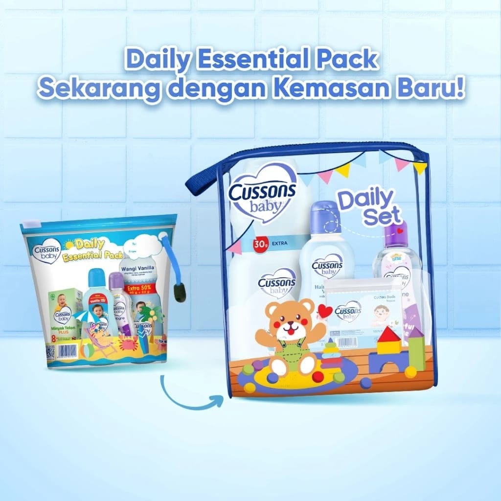 Cussons Baby Daily Essential Pack 4in1 (Pink/Biru/Ungu)