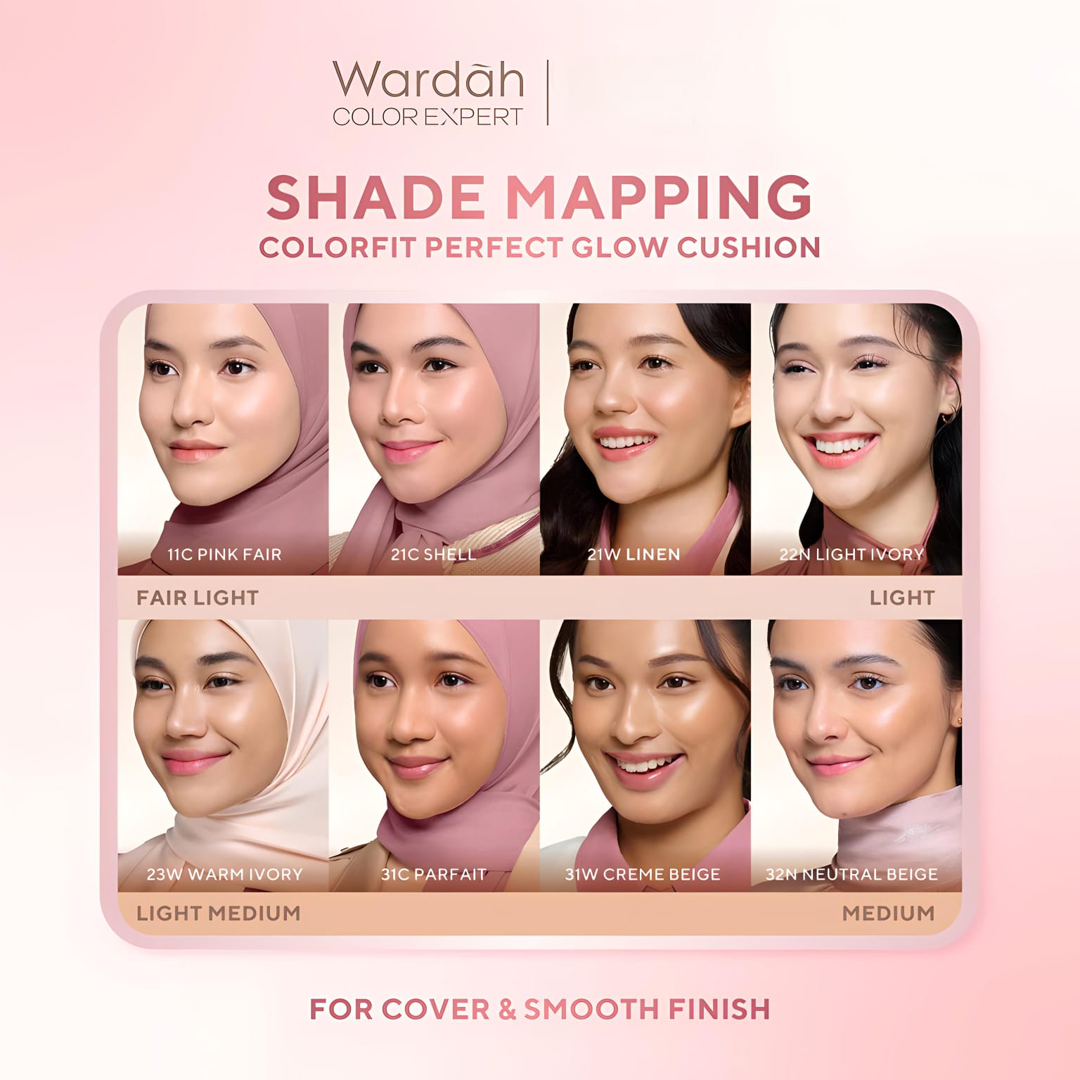 Wardah Colorfit Perfect Glow Cushion 15gr - 11C Pink Fair