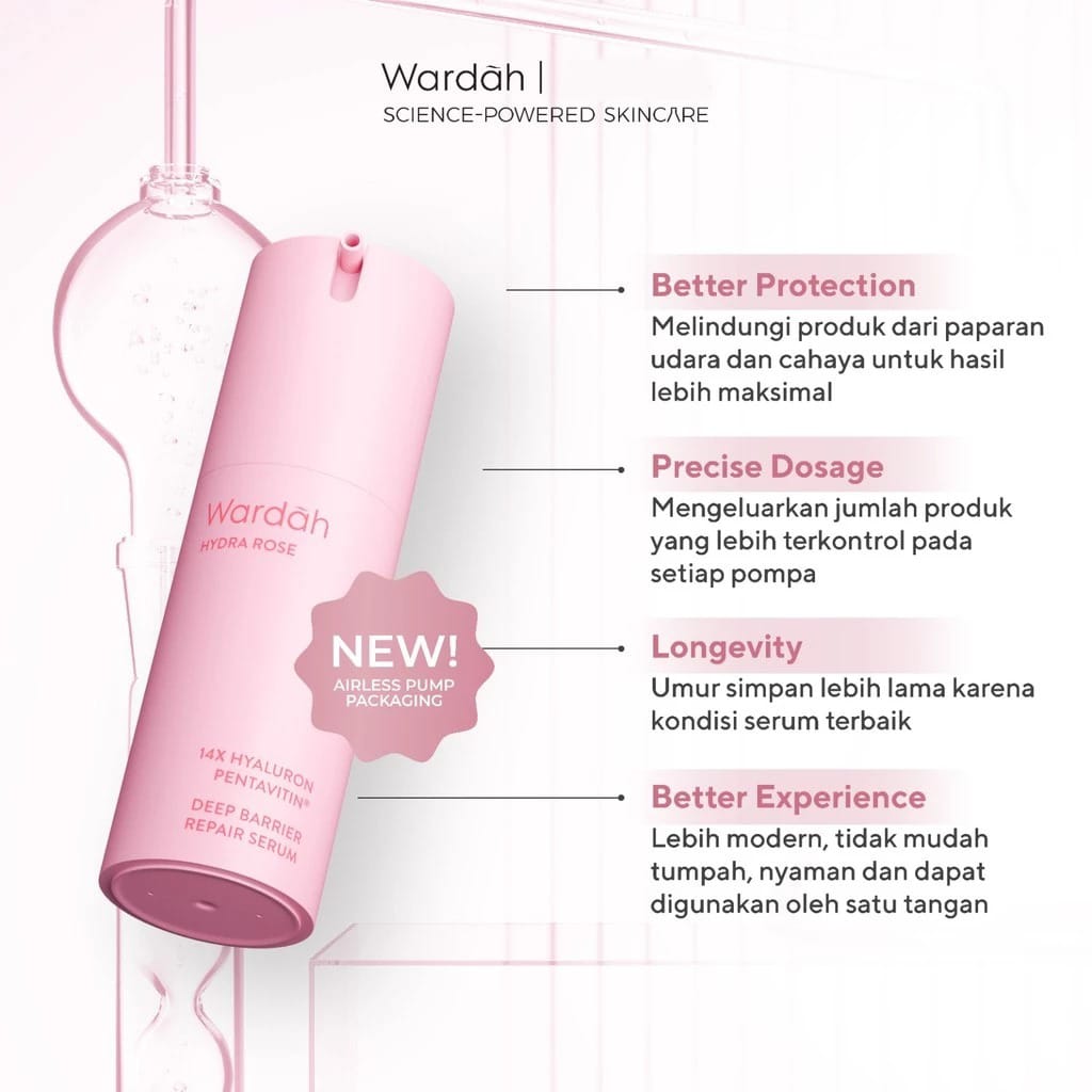Wardah Hydra Rose 14X Hyaluron Pentavitin Deep Barrier Serum 30ml