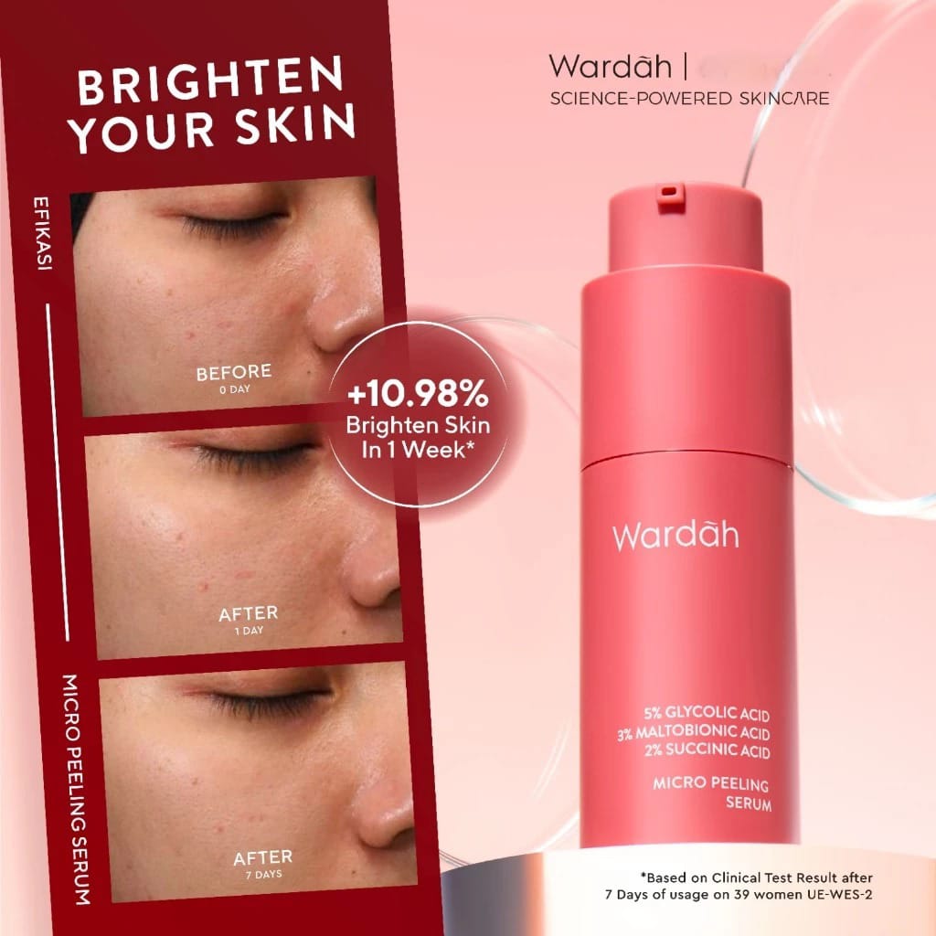 Wardah 5% Glycolic Acid + 3% Maltobionic Acid + 2% Succinic Acid Micro Peeling Serum 20ml