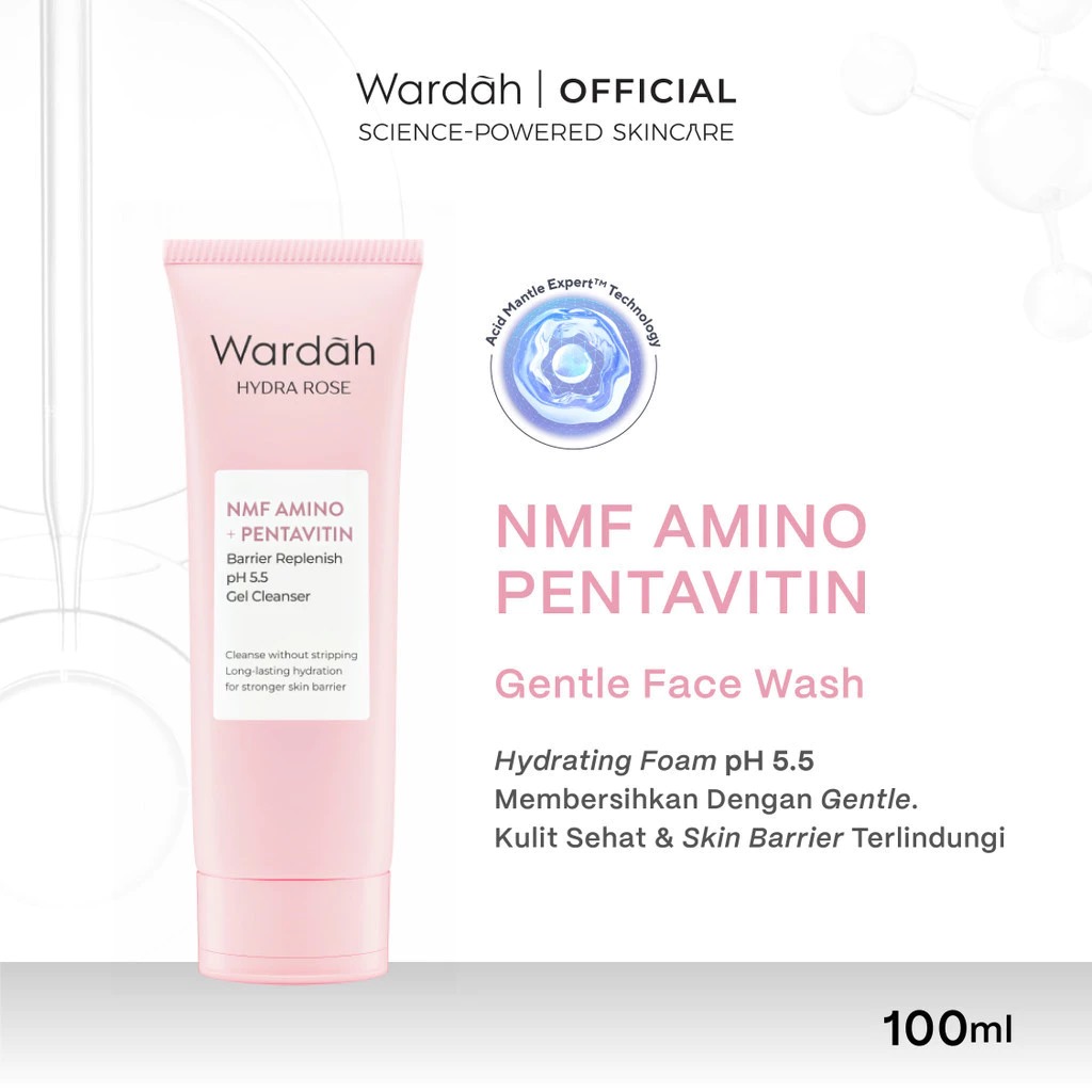 Wardah Hydra Rose NMF Amino + Pentavitin Barrier Replenish pH 5.5 Gel Cleanser 100ml Wardah Hydra Rose NMF Amino + Pentavitin Barrier Replenish pH 5.5 Gel Cleanser 100ml