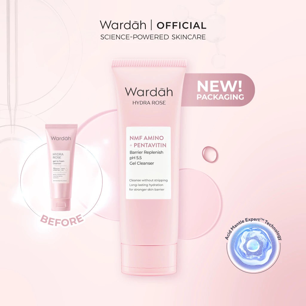 Wardah Hydra Rose NMF Amino + Pentavitin Barrier Replenish pH 5.5 Gel Cleanser 100ml Wardah Hydra Rose NMF Amino + Pentavitin Barrier Replenish pH 5.5 Gel Cleanser 100ml