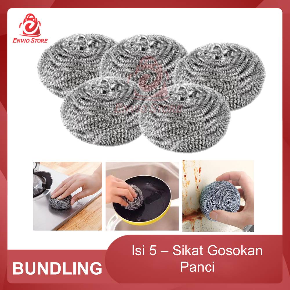 (Isi 5) Sikat Panci Steel Wheel / Gosokan Panci