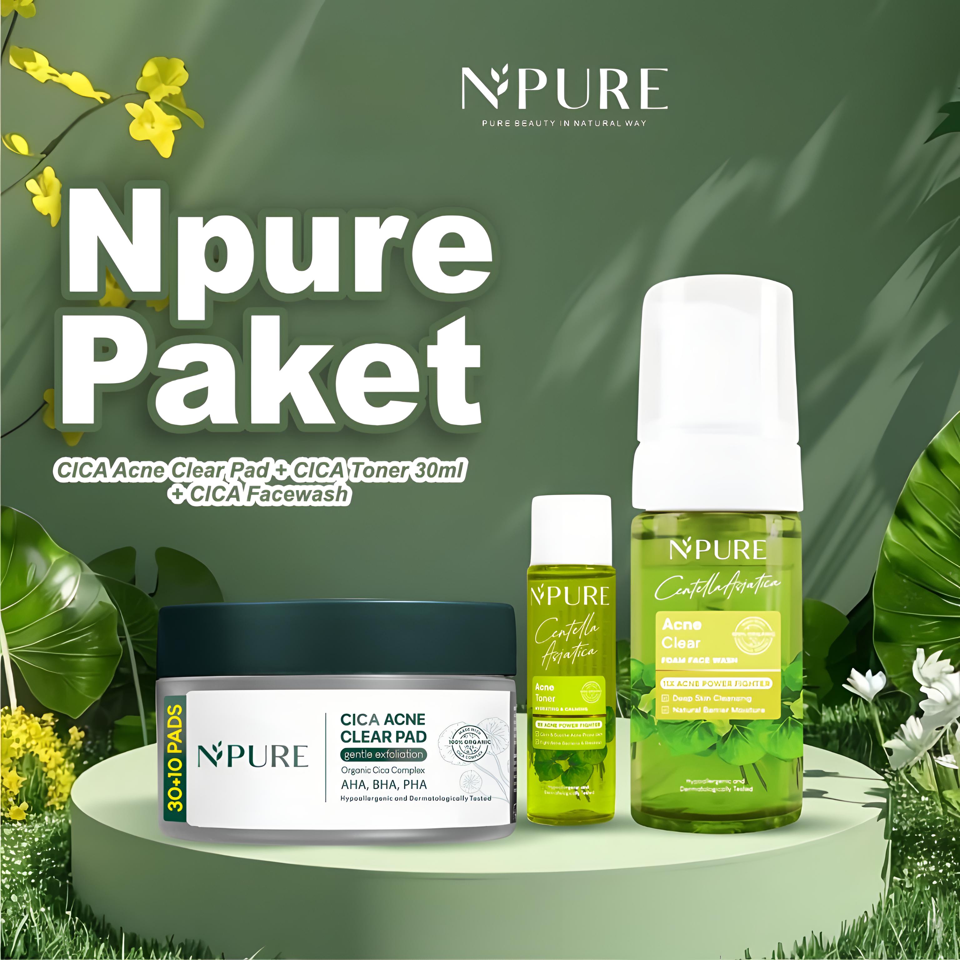 Npure Acne Gentle Exfoliating Bundling - Centella Face Wash 100ml, Centella Face Toner 30ml, Cica Acne Clear Pad 30+10pads (Buy 2 Free 1) Npure Acne Gentle Exfoliating Bundling - Centella Face Wash 100ml, Centella Face Toner 30ml, Cica Acne Clear Pad 30+10pads (Buy 2 Free 1)