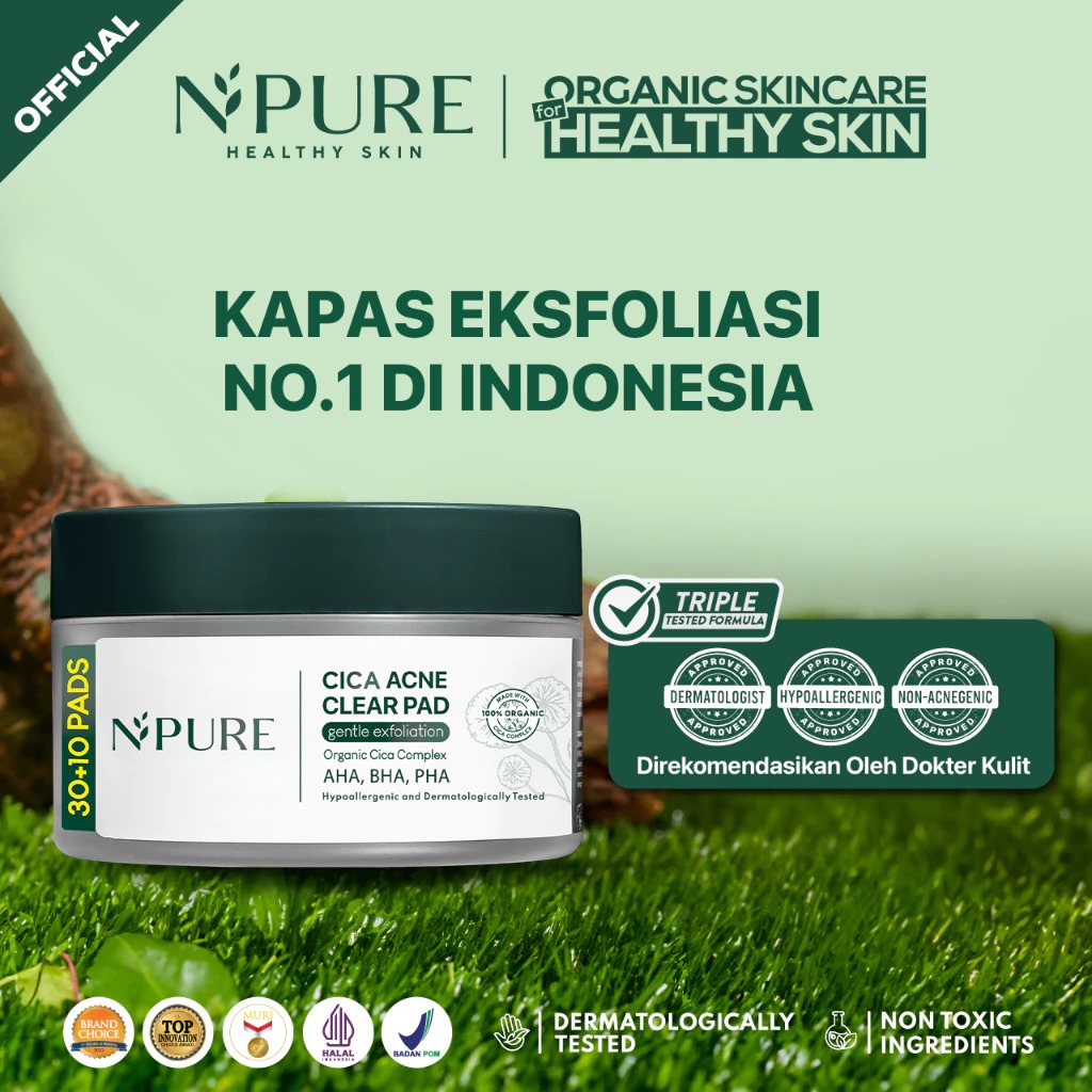 Npure Acne Gentle Exfoliating Bundling - Centella Face Wash 100ml, Centella Face Toner 30ml, Cica Acne Clear Pad 30+10pads (Buy 2 Free 1)