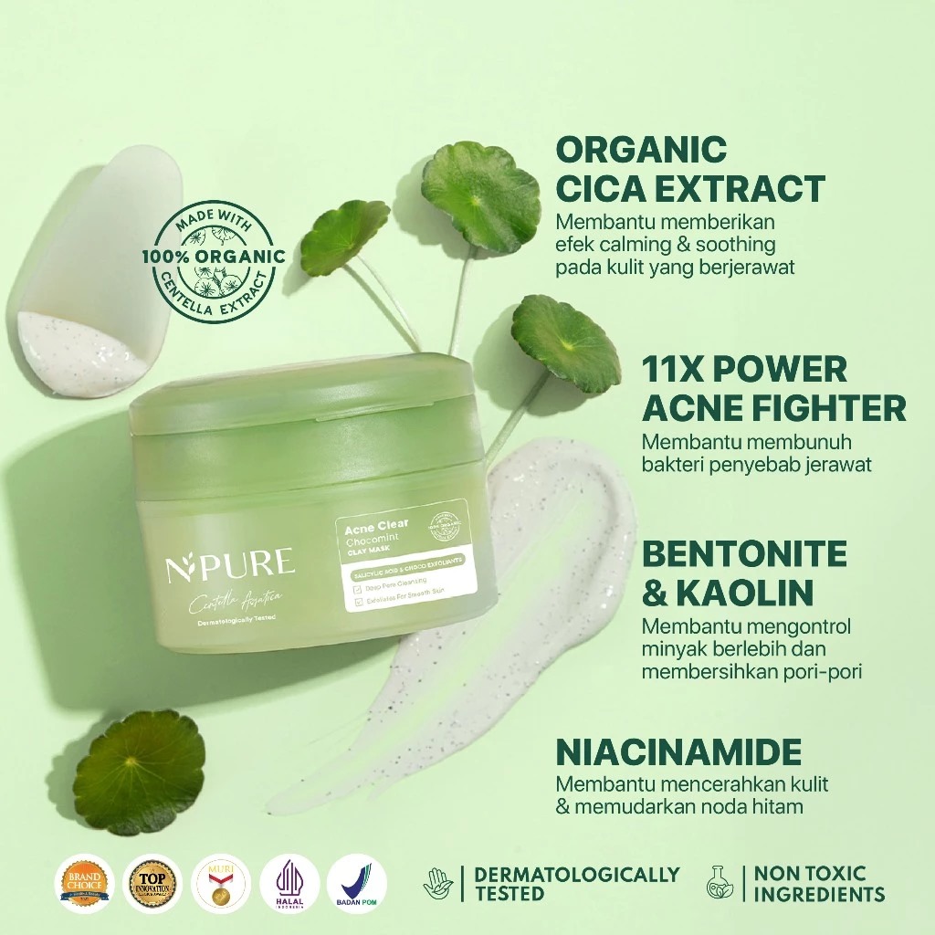 Npure Centella Asiatica Acne Clear Chocomint Clay Mask 50gr