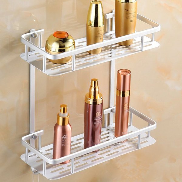 Rak Dinding Kamar Mandi Aluminium Segiempat 2 Susun/ Rak Shampoo Sabun