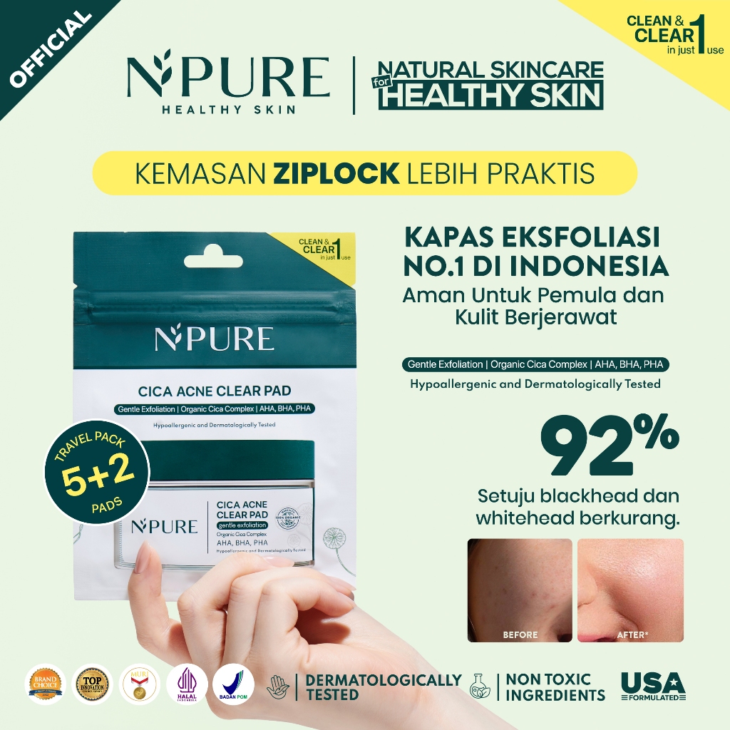 Npure Cica Clear Pads Sachet Ziplock 5+2pads Npure Cica Clear Pads Sachet Ziplock 5+2pads