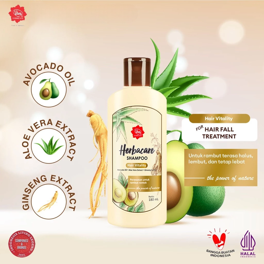 Viva Herbacare Shampoo 180ml - Hair Vitality (Kuning)