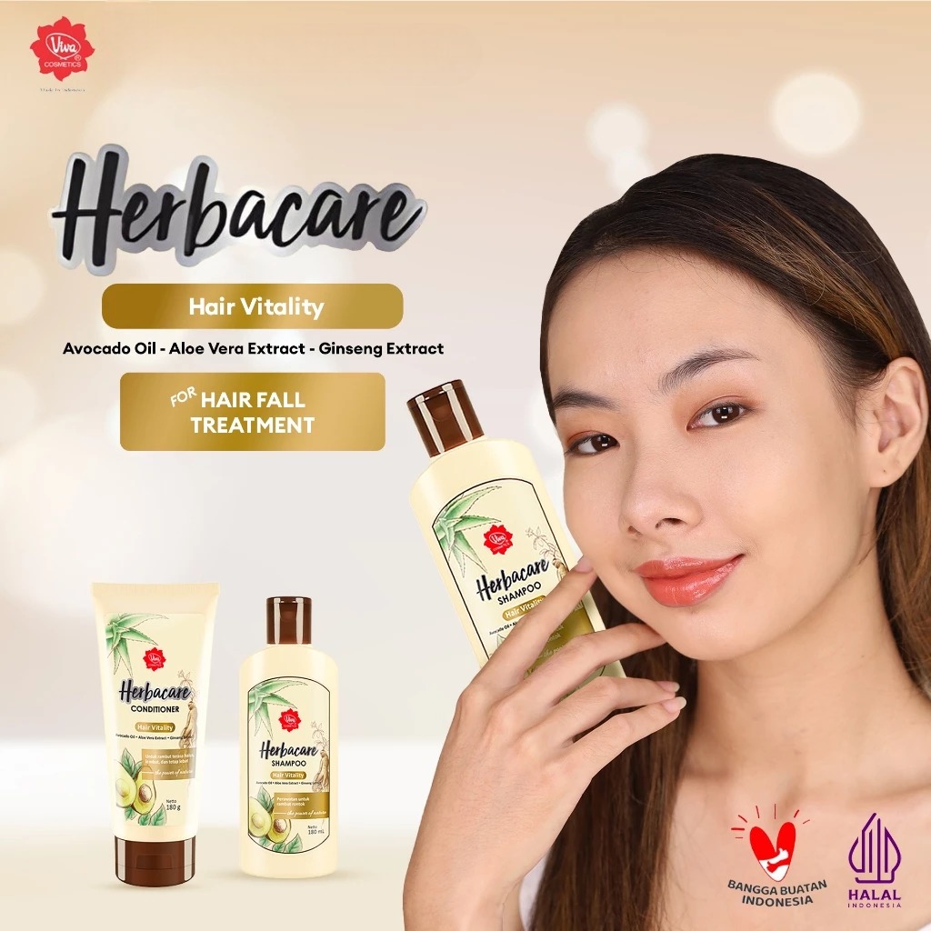 Viva Herbacare Shampoo 180ml - Hair Vitality (Kuning)